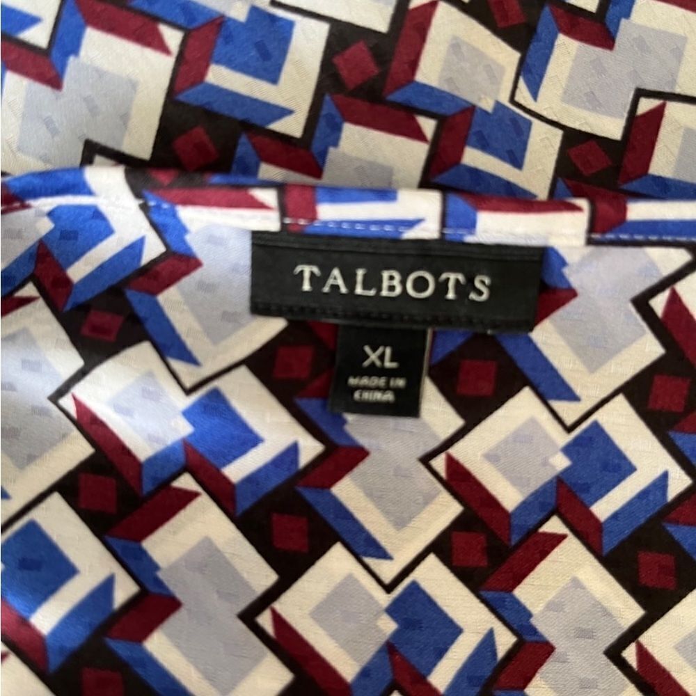 Talbots Split Neck Button Front Long Sleeved Geom… - image 6